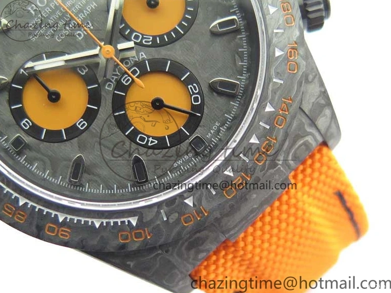 MiroTime 0122 Daytona DIW Carbon Noob 1:1 Best Edition Black Orange Dial on Orange Nylon Strap SA TopPick 2586